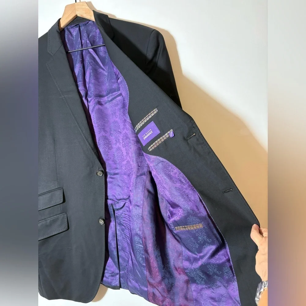 Ted Baker Sport Coat Mens 42 Black Purple Endurance Wool Liner Jacket Blazer